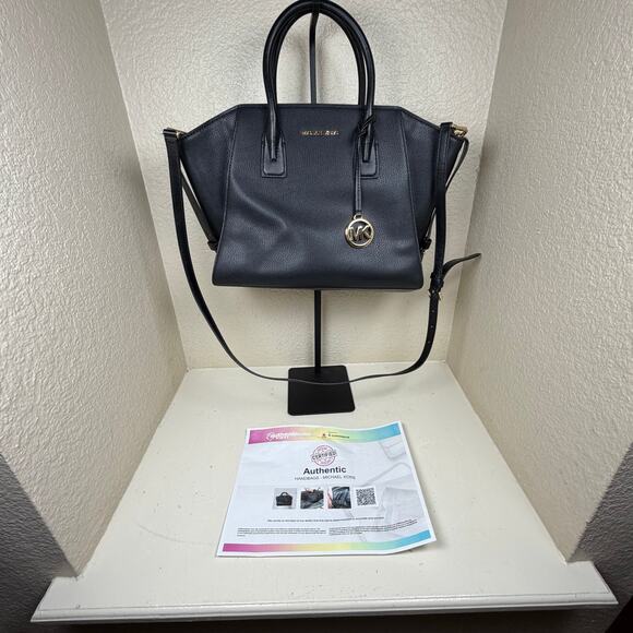 Michael Kors Avril Large Pebbled Leather Top-Zip Satchel in black w/COA - Picture 1 of 14